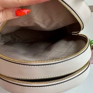 Michael Kors Large Double Comparment Zip Leather Backpack Light Cream ?MICHAEL KORS BROOKLYN MD BACKPACK LIGHT CREAM LEATHER  main image 2